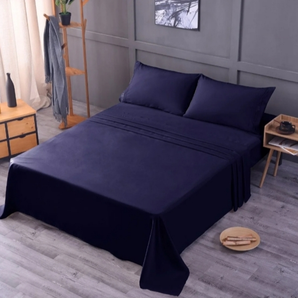 CALIFORNIA KING - Luxury Sheet Set- NAVY BLUE - Cool Bamboo Collection